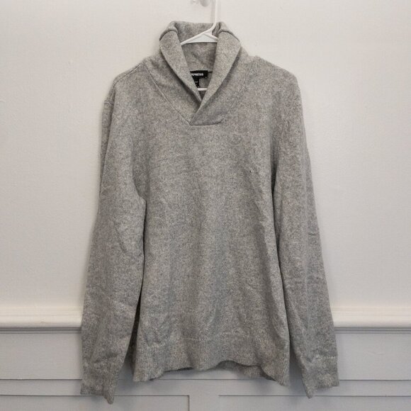 Express Men’s Shawl Collar Sweater | Classic Gray | Size L | NWT - Picture 2 of 5